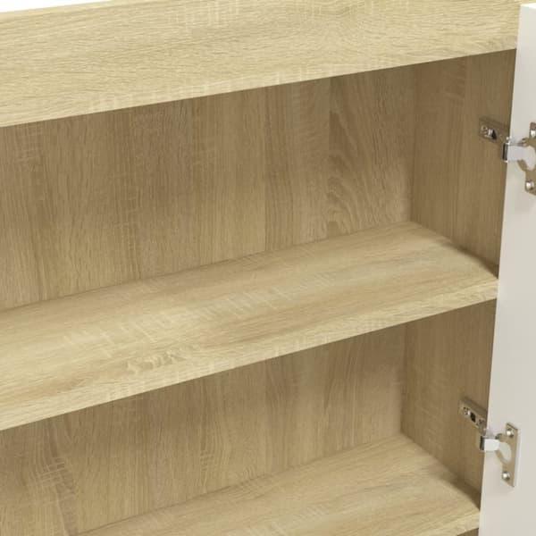 vidaXL LED kylpyhuoneen peilikaappi 80x15x60 cm MDF valkoinen ja tammi
