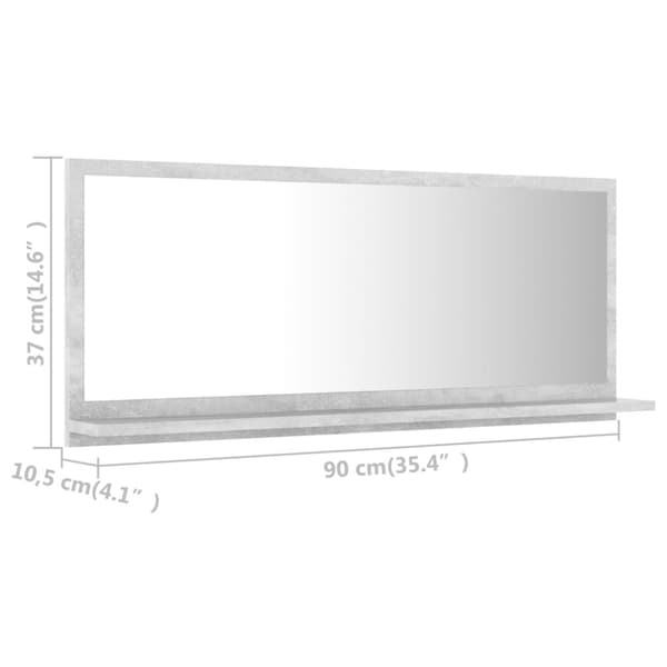 vidaXL badeværelsesspejl 90x10,5x37 cm spånplade betongrå