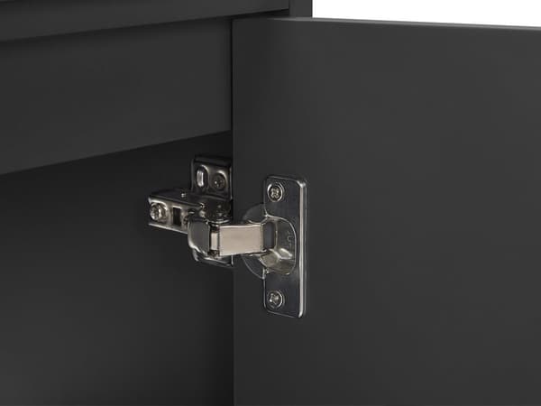 Kylpyhuoneen allaskalustesetti musta/vaalea puu 100 cm 4-osaa peili MDF-levy keraaminen pesuallas