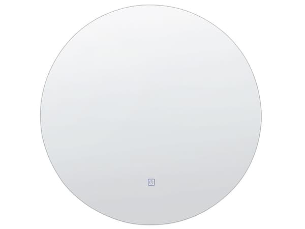 Sminkset Badrum Grå MDF med Keramik Vask Väggmonterad 2 Byrålådor Rund LED Upplyst Spegel
