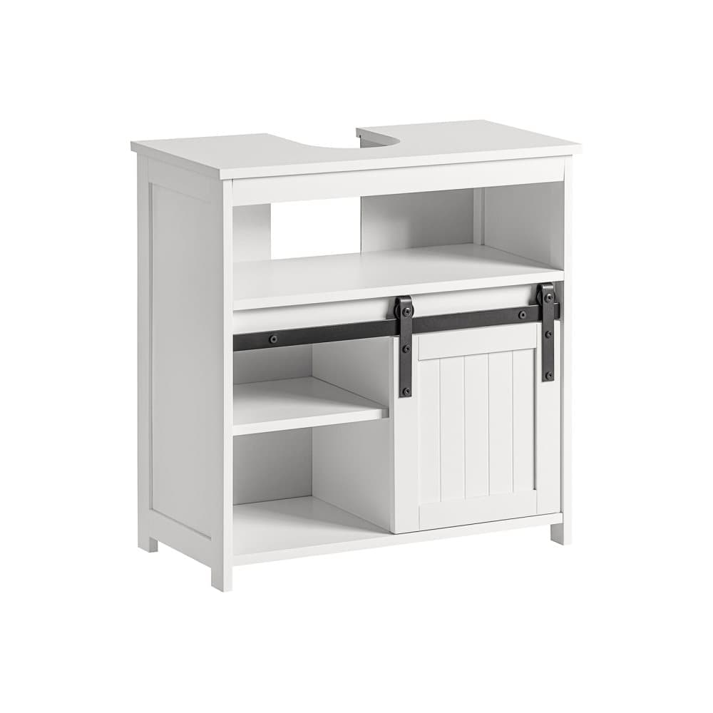 SoBuy Tvättställsunderskåp, badrumsskåp, med skjutdörr, Badrumsmöbler BZR61-W