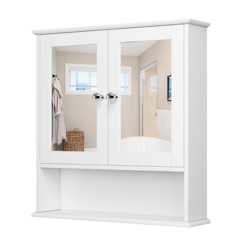 Baderomsskap med speil - 56x58x13cm - Hvit - Tre - Vegghengt - Toalettskap - Medisinskap