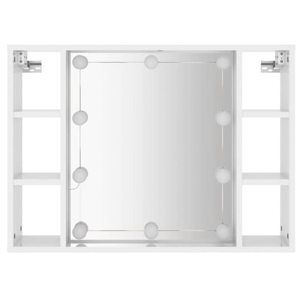 vidaXL Speilskap med LED høyglans hvit 76x15x55 cm