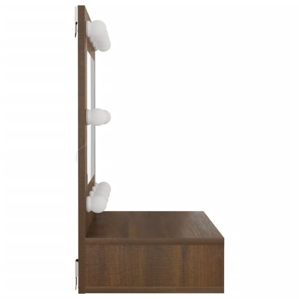 vidaXL Spegelskåp med LED brun ek 60x31,5x62 cm
