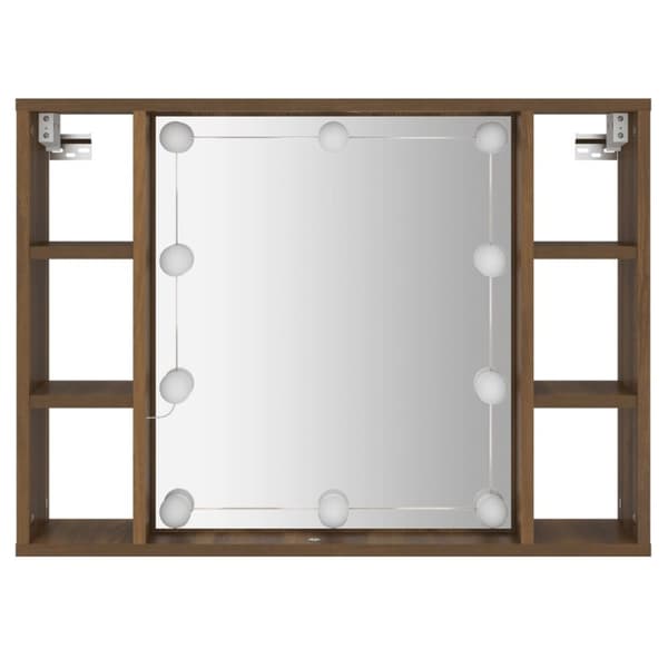 vidaXL Speilskap med LED brun eik 76x15x55 cm
