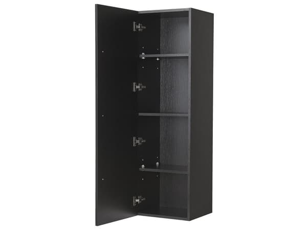 Baderomsveggskap i svart MDF 132 x 40 cm med 4 hyller Veggmontert