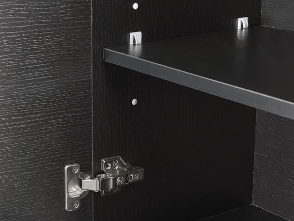Baderomsveggskap i svart MDF 132 x 40 cm med 4 hyller Veggmontert