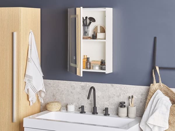 Baderomsspeilskap med LED-lys Hvit 40 x 60 cm Moderne