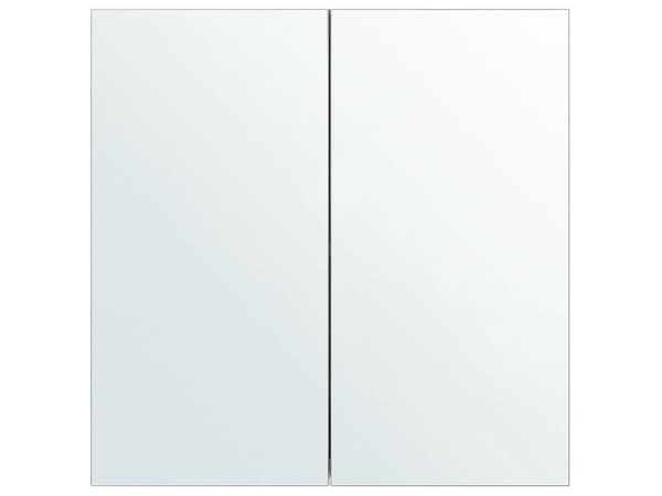 Baderomsspeilskap hvit kryssfinér 60 x 60 cm Hengeskap med 2 dører Hyller Oppbevaring