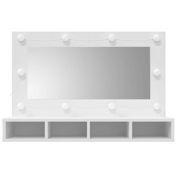vidaXL spejlskab med LED-lys 90x31,5x62 cm hvid