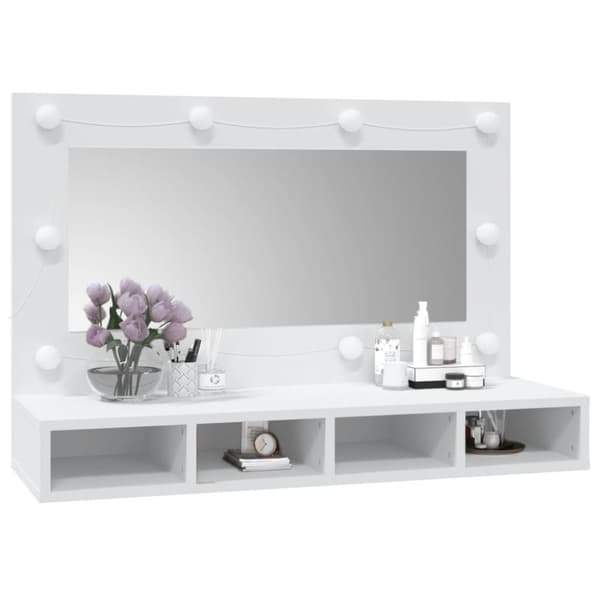 vidaXL spejlskab med LED-lys 90x31,5x62 cm hvid