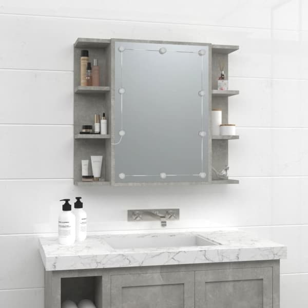 vidaXL Peilikaappi LED-valoilla betoninharmaa 70x16,5x60 cm