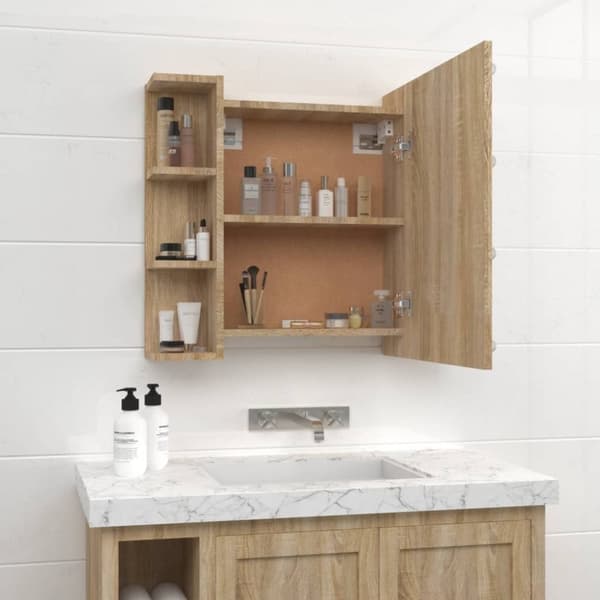 vidaXL Peilikaappi LED-valoilla Sonoma-tammi 70x16,5x60 cm
