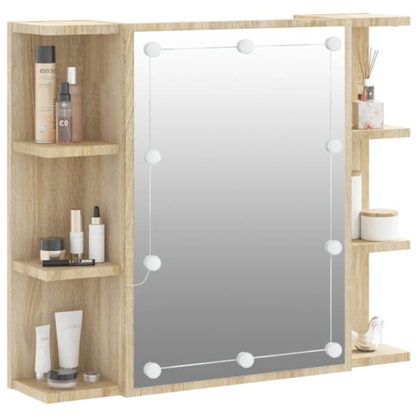 vidaXL Peilikaappi LED-valoilla Sonoma-tammi 70x16,5x60 cm