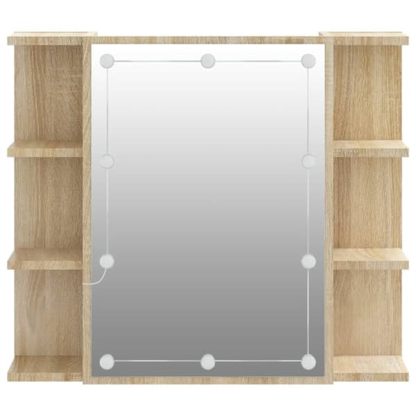 vidaXL Peilikaappi LED-valoilla Sonoma-tammi 70x16,5x60 cm