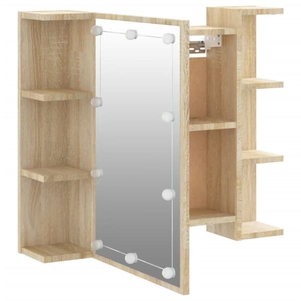 vidaXL Peilikaappi LED-valoilla Sonoma-tammi 70x16,5x60 cm