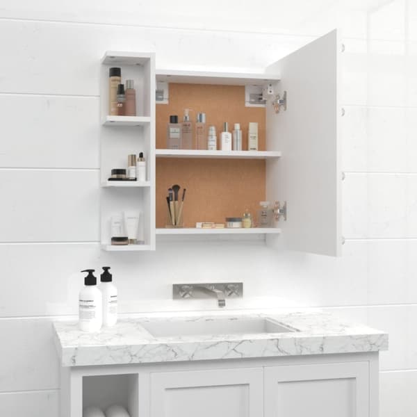 vidaXL spejlskab med LED-lys 70x16,5x60 cm hvid