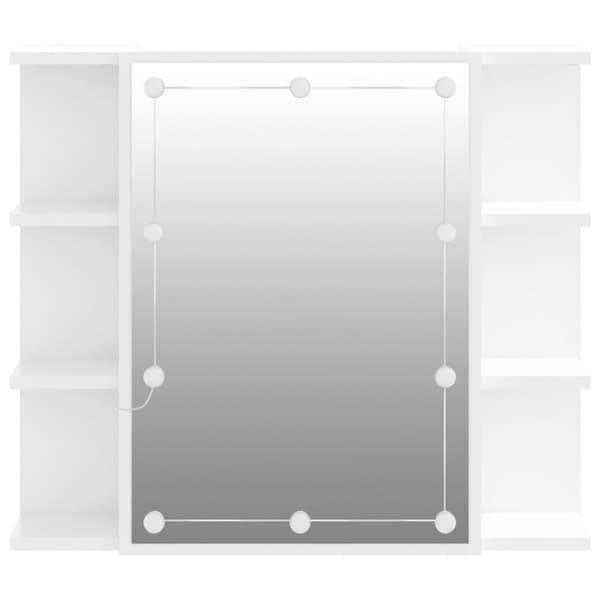 vidaXL spejlskab med LED-lys 70x16,5x60 cm hvid