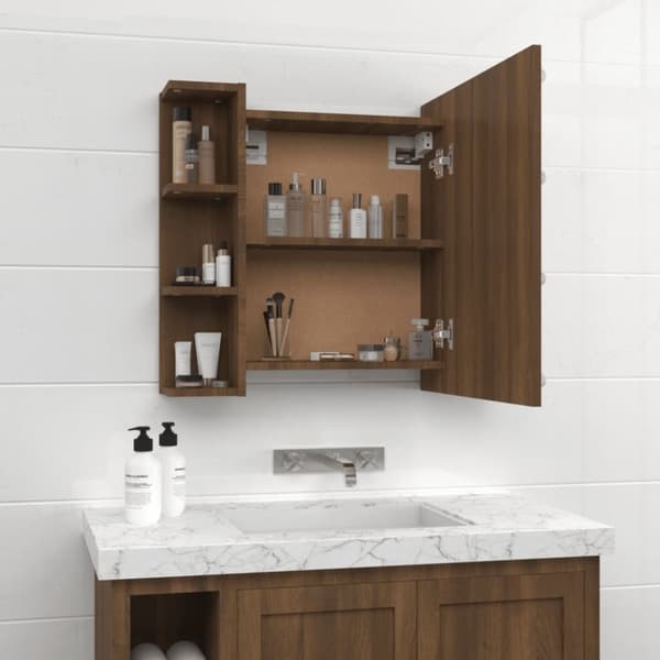 vidaXL Peilikaappi LED-valoilla ruskea tammi 70x16,5x60 cm