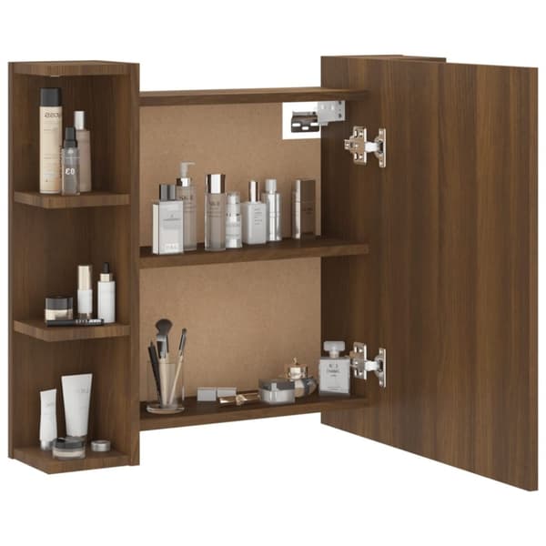 vidaXL Peilikaappi LED-valoilla ruskea tammi 70x16,5x60 cm