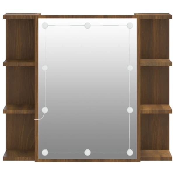 vidaXL Peilikaappi LED-valoilla ruskea tammi 70x16,5x60 cm