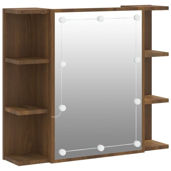 vidaXL Peilikaappi LED-valoilla ruskea tammi 70x16,5x60 cm