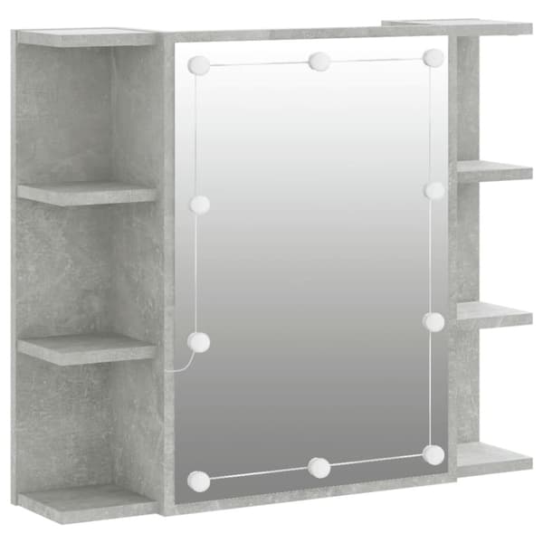 vidaXL Speilskap med LED betonggrå 70x16,5x60 cm