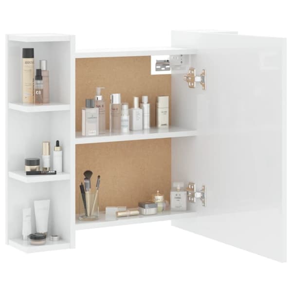 vidaXL Speilskap med LED høyglans hvit 70x16,5x60 cm