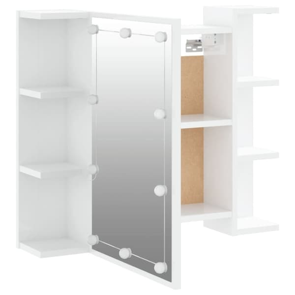 vidaXL Speilskap med LED høyglans hvit 70x16,5x60 cm