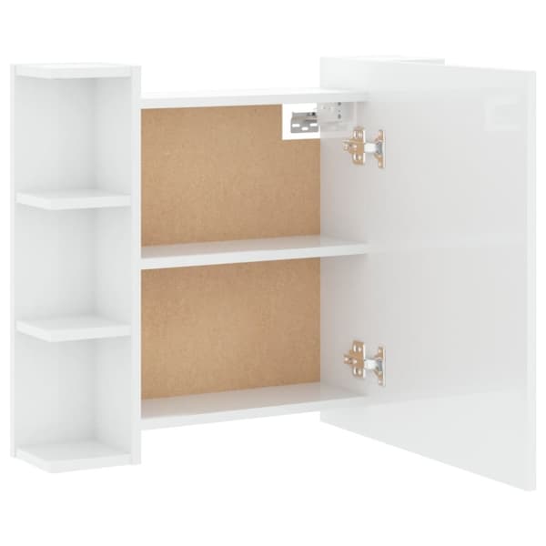 vidaXL Speilskap med LED høyglans hvit 70x16,5x60 cm
