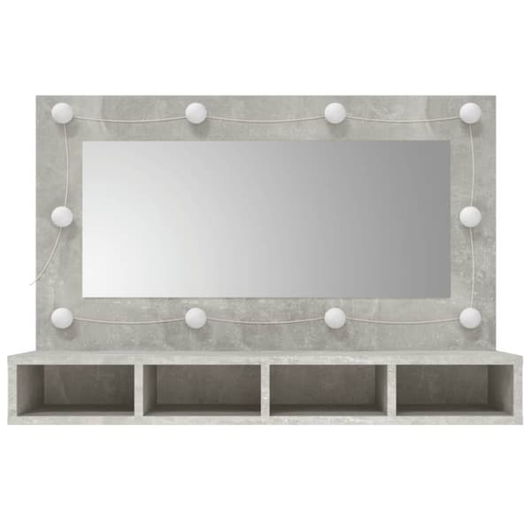 vidaXL spejlskab med LED-lys 90x31,5x62 cm betongrå