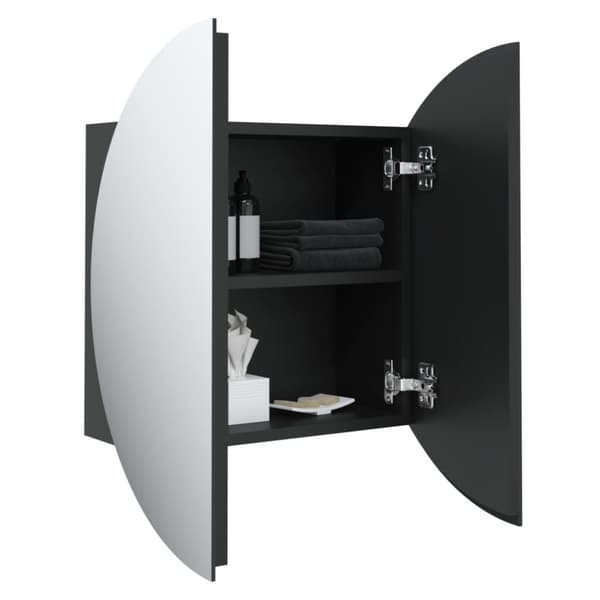 vidaXL Baderomsskap med rundt speil og LED svart 40x40x17,5 cm
