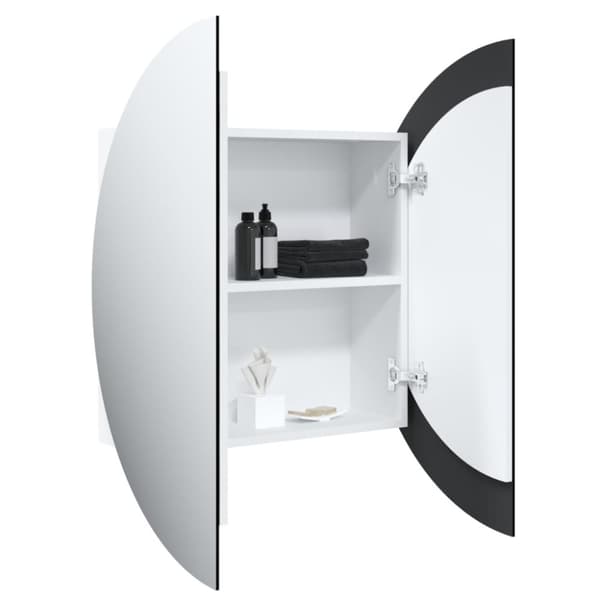 vidaXL Baderomsskap med rundt speil og LED hvit 54x54x17,5 cm