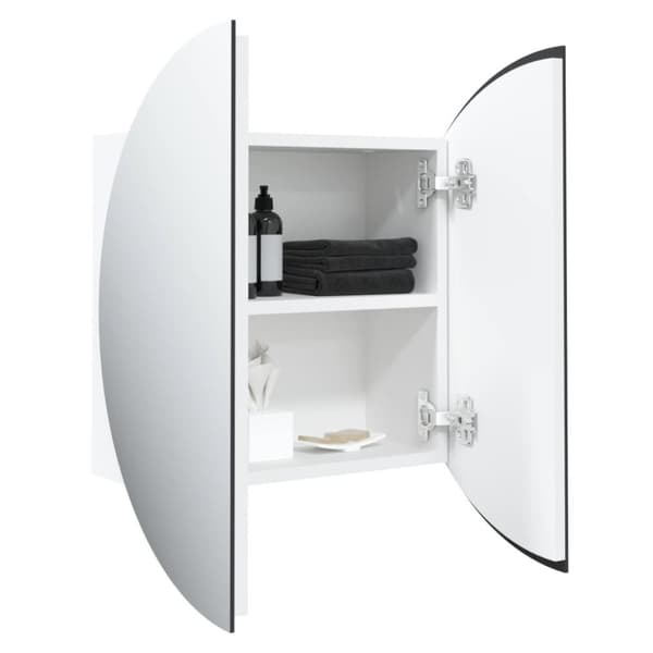 vidaXL Baderomsskap med rundt speil og LED hvit 47x47x17,5 cm