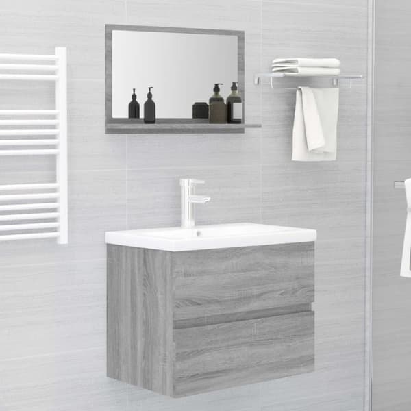 vidaXL Badespeil grå sonoma 60x10,5x37 cm konstruert tre