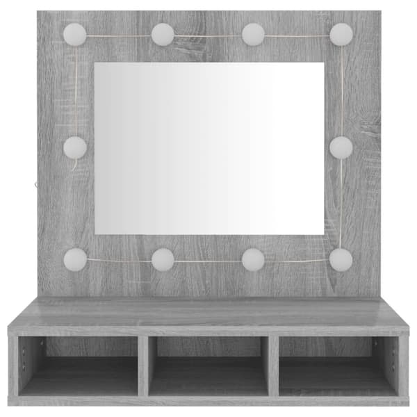 vidaXL Peilikaappi LED-valoilla harmaa Sonoma 60x31,5x62 cm