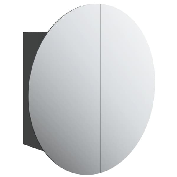vidaXL badeværelsesskab med rundt spejl og LED-lys 40x40x17,5 cm sort
