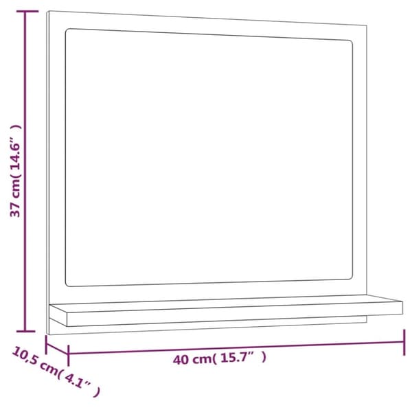 vidaXL badeværelsesspejl 40x10,5x37 cm konstrueret træ grå sonoma-eg