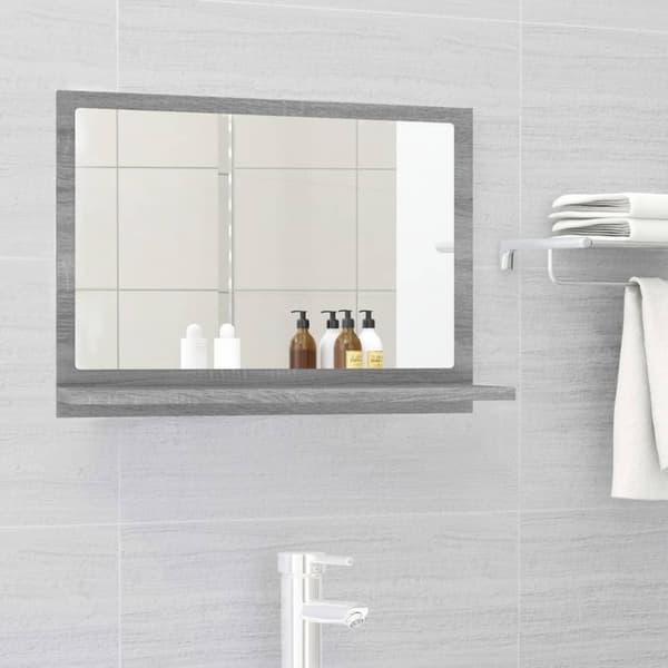 vidaXL badeværelsesspejl 60x10,5x37 cm konstrueret træ grå sonoma-eg