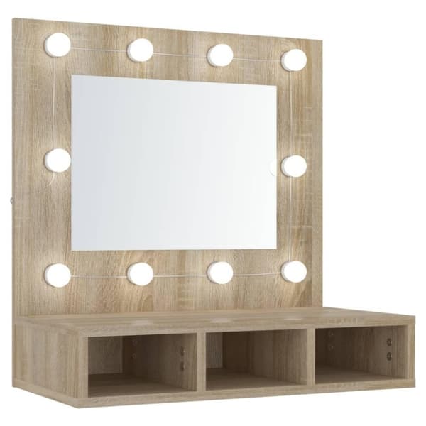 vidaXL spejlskab med LED-lys 60x31,5x62 cm sonoma-eg