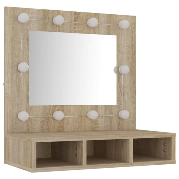vidaXL spejlskab med LED-lys 60x31,5x62 cm sonoma-eg