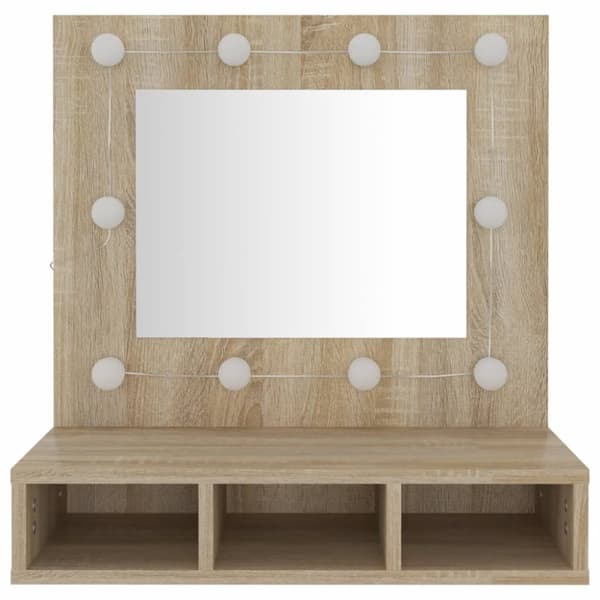 vidaXL spejlskab med LED-lys 60x31,5x62 cm sonoma-eg