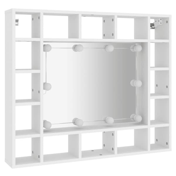 vidaXL spejlskab med LED-lys 91x15x76,5 cm hvid
