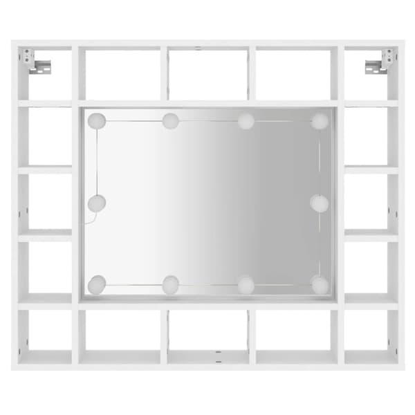vidaXL spejlskab med LED-lys 91x15x76,5 cm hvid