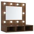 Miniatyrbillede 2 af 11: vidaXL spejlskab med LED-lys 60x31,5x62 cm brun egetræsfarve