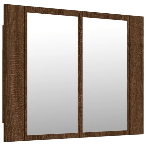 vidaXL Speilskap med LED brun eik 60x12x45 cm konstruert tre