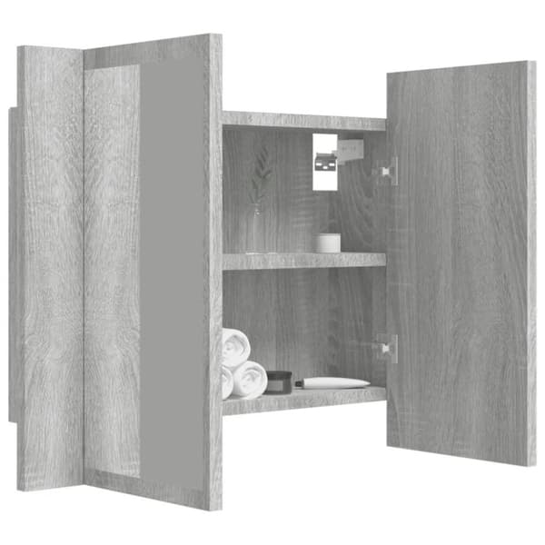 vidaXL Spegelskåp med LED grå sonoma 60x12x45 cm konstruerat trä