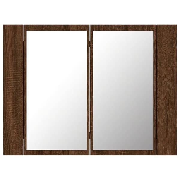 vidaXL LED peilikaappi ruskea tammi 60x12x45 cm tekninen puu