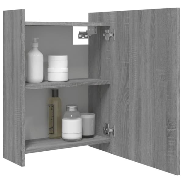 vidaXL skab med spejl 62,5x20,5x64 cm konstrueret træ grå sonoma-eg