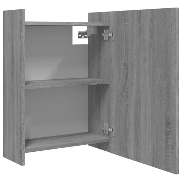 vidaXL skab med spejl 62,5x20,5x64 cm konstrueret træ grå sonoma-eg